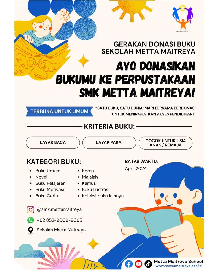 Ayo Donasikan Bukumu ke Perpustakaan SMK Metta Maitreya | SMK METTA MAITREYA